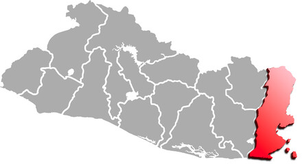LA UNION DEPARTMENT MAP PROVINCE OF EL SALVADOR 3D ISOMETRIC MAP
