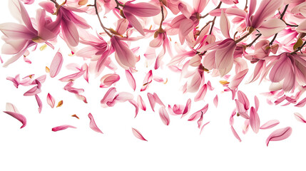 Spring season magnolia flowers petals falling