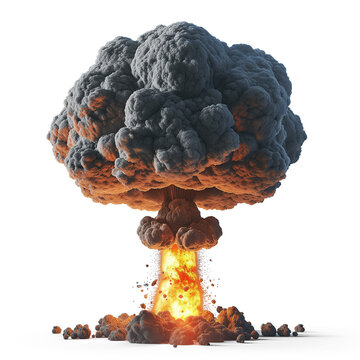 A nuclear explosion isolated on transparent background.