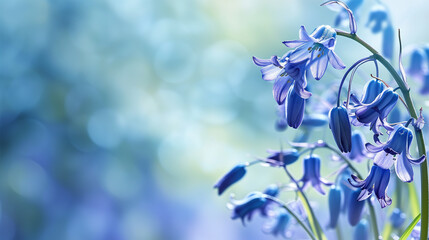Bluebell flowers springtime background or wallpaper with copy space.