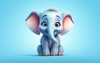 3D cute baby elephant