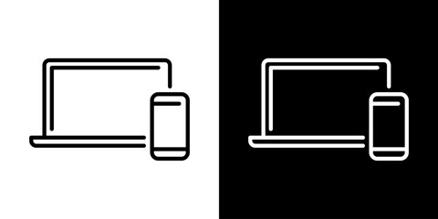 ノートパソコンとスマートフォンのアイコン  © WAWAWA