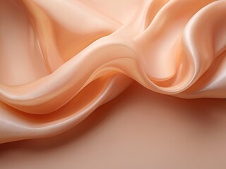 Close up of peach satin fabric texture background with copy space for text or image
