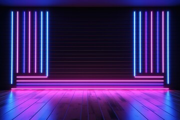 3d render, abstract simple background illuminated with pink blue neon neon light - obrazy, fototapety, plakaty