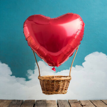 Heart Floating a Basket, Valentines Day, Love
