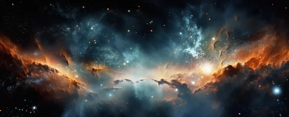 Deurstickers Supernova background wallpaper. Colorful space galaxy of cloud nebula. Stary night cosmos. Universe science astronomy.  © Mik Saar