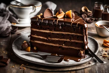 Fotobehang chocolate cake with coffee © Hafsa