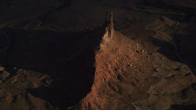 Aerial view of mountain in desert