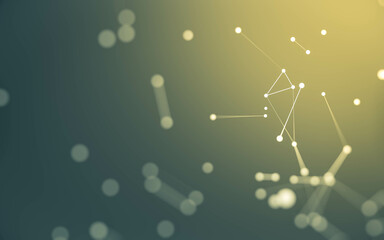 Abstract background. Molecules technology with polygonal shapes, connecting dots and lines. Connection structure. Big data visualization.