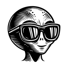 cool alien wearing sunglasses illustration