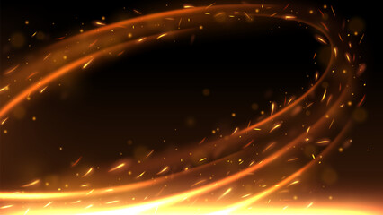 Fire Sparks Swirl Motion Effect Background, Vector Illustration