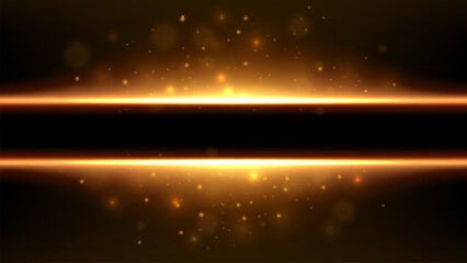 Golden Lines with Sparks Effect with Space For Text In The Center, Vector Illustration