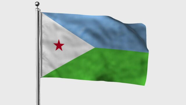 Djibouti looped flag waving in the wind with colored chroma key on transparent background remove, cycle seamless loop video
