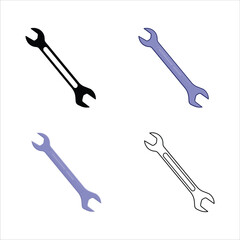 Wrench flat design illustration icon isolated by white background