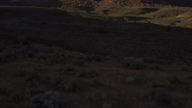 Aerial view of mountain in desert