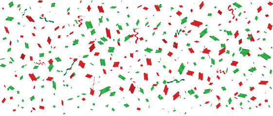 Celebration background with red, green confetti and ribbons, Shiny Confetti explosion on a transparent background, colorful confetti, Celebration elements - obrazy, fototapety, plakaty