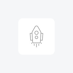 Rocket Launch and Aerospace Technology grey thinline icon, 1px stroke,  outline icon, vector, pixel perfect icon