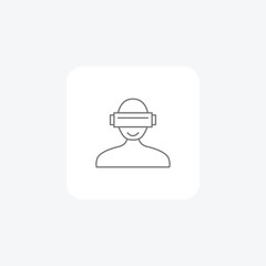 Virtual Reality Experience and Technology grey thinline icon, 1px stroke,  outline icon, vector, pixel perfect icon