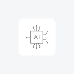 Artificial Intelligence Insights grey thinline icon, 1px stroke,  outline icon, vector, pixel perfect icon