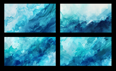 Abstract Watercolor Collection of Four Images