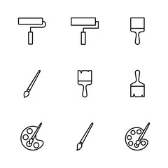Paint icon set. paint brush icon vector. paint roller icon vector