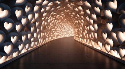 Obraz premium A mesmerizing play of light and shadows in this 3D heart tunnel, creating a dreamy and enchanting ambiance.