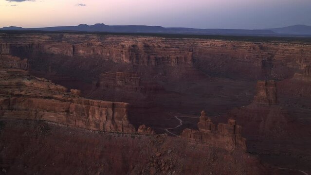 Red rock formations at sunset