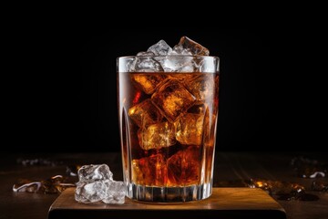 soda in glass with ice