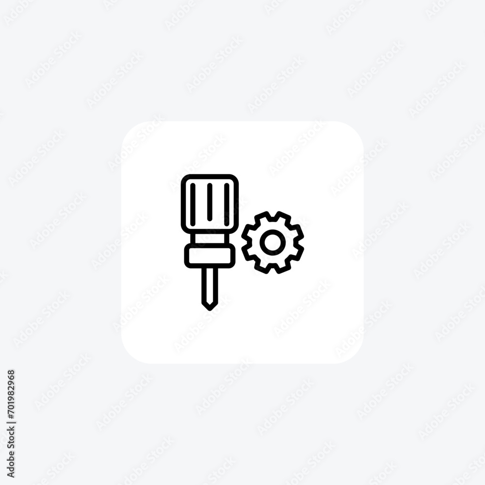 Sticker cnc machine tool line icon, outline icon, vector, pixel perfect icon