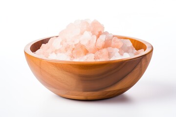 Fototapeta na wymiar Bowl with Himalayan salt white background