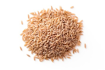 Brown rice isolated top view