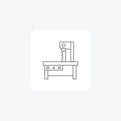 Band Saw Machine grey thin line icon, 1px stroke icon, outline icon, vector, pixel perfect icon