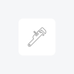 Pipe Wrench Equipment grey thin line icon, 1px stroke icon, outline icon, vector, pixel perfect icon