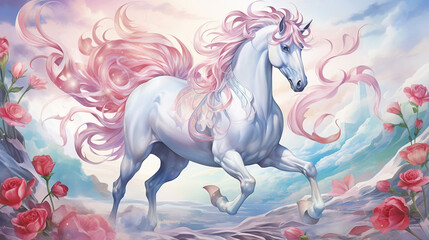 Obraz na płótnie Canvas watercolor painting horse