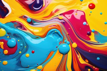 Colorful oil drops and waves on water make an abstract backdrop