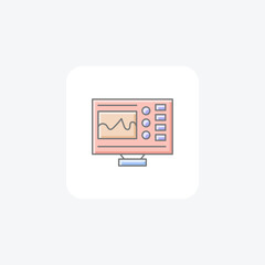 Oscilloscope Device awesome lineal color icon, color outline icon, vector, pixel perfect icon