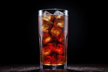 Consume Coca soda in a black glass setting