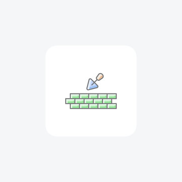 recommend clip art: Brick Trowel Equipment awesome lineal color icon, color outline icon, vector, pixel perfect icon