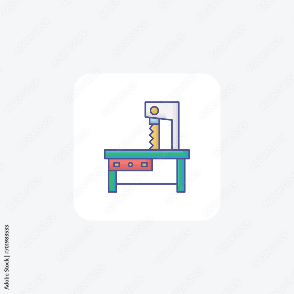 Sticker band saw machine lineal color icon, color outline icon, vector, pixel perfect icon