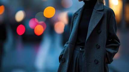 Street style chic Elevate your street style game with this cool androgynous ensemble of a long coat, black turtleneck, and straightleg jeans.