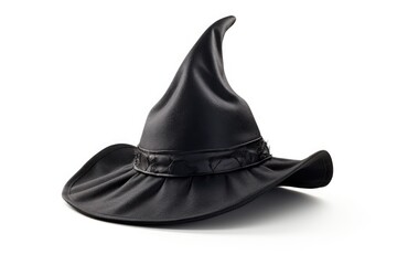 Black witch hat isolated on white background, with clipping path.