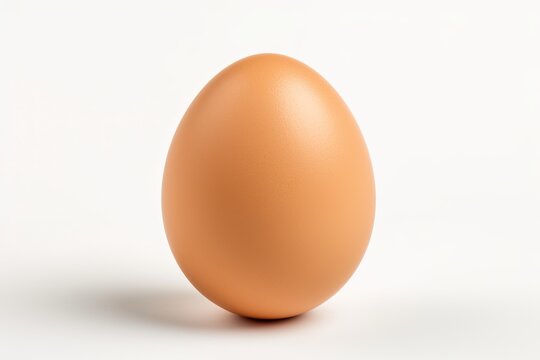 Enhanced close up image of a single brown egg on a white background sharp and clear