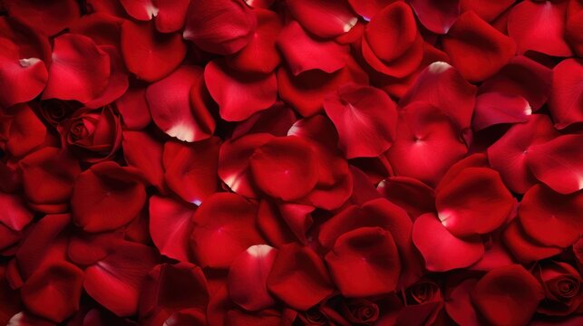 Red rose petals background for romantic occasions. Love and romance.
