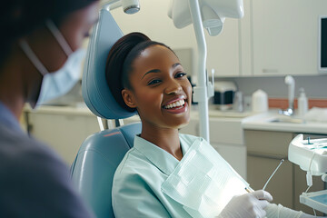 A dental hygienist providing oral care and preventive - obrazy, fototapety, plakaty