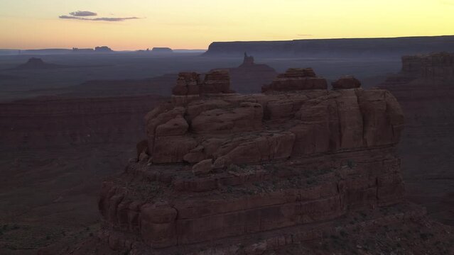 Red rock formation at sunset