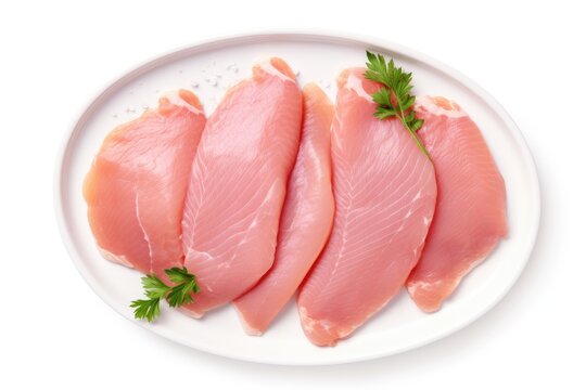 Fresh Raw Chicken Seen From Above Isolated On A White Background