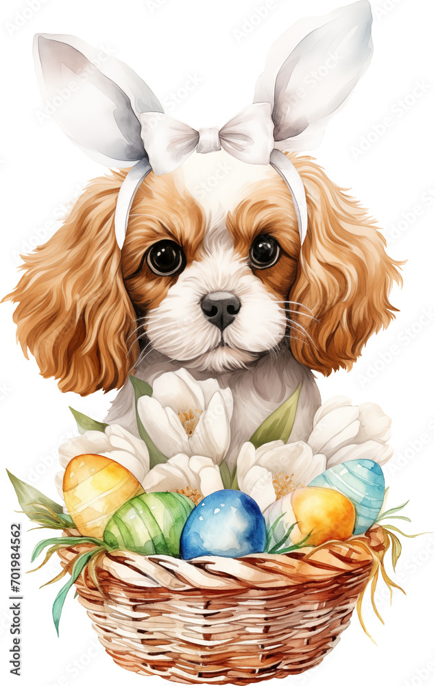 Aufkleber Easter cavapoo illustration created with Generative AI technology