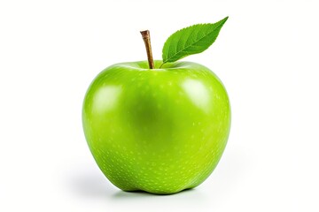 Isolated green apple on white background with clipping path depth of field