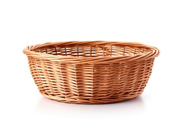 Obraz premium Isolated empty wicker basket on white background Easter related