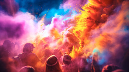 holi festival with colorful powder, Colorful Background - obrazy, fototapety, plakaty